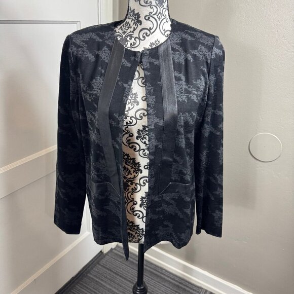 Ming Wang black and gray patterned open front blazer cardigan. Retail $310 - Picture 1 of 8